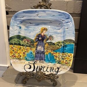 GLOBAL VIEWS ITALY "SPRING" SQUARE PLATE/PLATTER 11‎ 1/4"